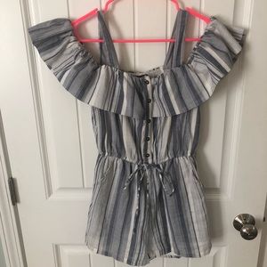Blue and white striped romper